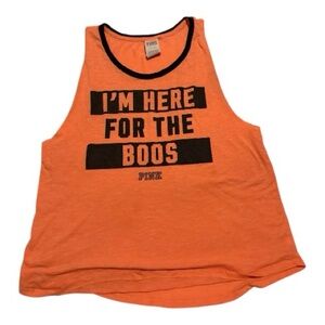PINK Victoria's Secret Bright Orange “I’m here for the Boos” Graphic Tank Top M